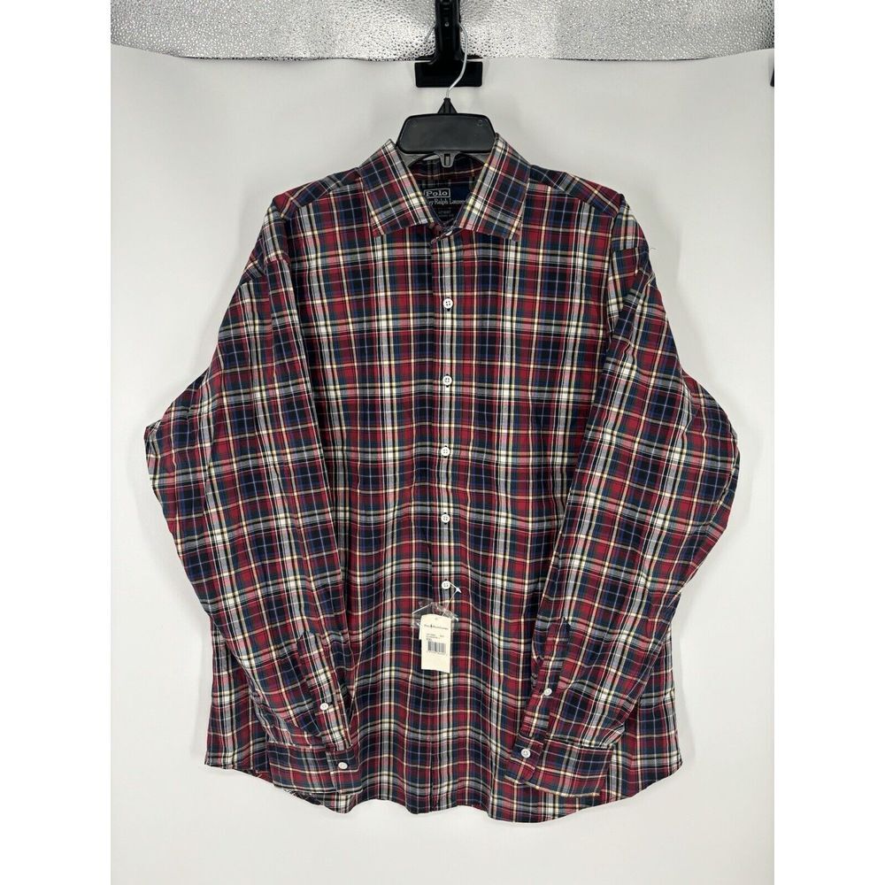 Polo Ralph Lauren Long‎ Sleeve Button Front Shirt Regent Classic Fit Plaid 2XL